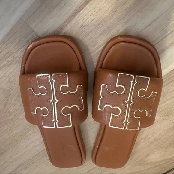 Tory Burch Tan Leather Slides - Picture 3 of 3